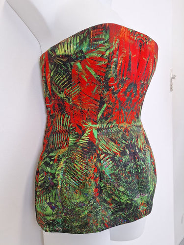 Second-Hand - Josh Goot Striking Foliage Strapless Peplum Evening Top Size 10 - SwapUp