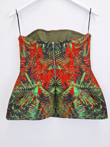 Second-Hand - Josh Goot Striking Foliage Strapless Peplum Evening Top Size 10 - SwapUp