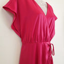 Second-Hand - Wayne Cooper Hot Pink Wrap & Ruched Event Midi Dress Size 10 - SwapUp