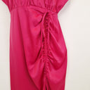 Second-Hand - Wayne Cooper Hot Pink Wrap & Ruched Event Midi Dress Size 10 - SwapUp