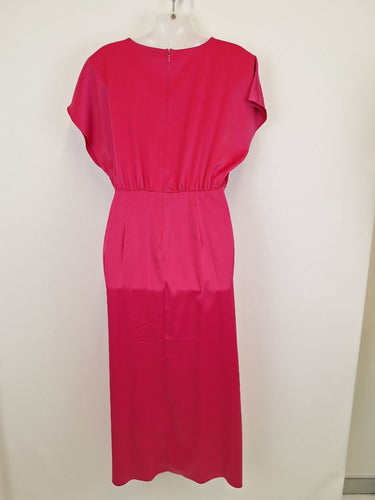 Second-Hand - Wayne Cooper Hot Pink Wrap & Ruched Event Midi Dress Size 10 - SwapUp