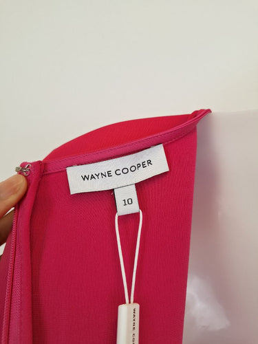 Second-Hand - Wayne Cooper Hot Pink Wrap & Ruched Event Midi Dress Size 10 - SwapUp