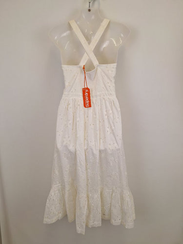 Second-Hand - Superdry Camille Button Schiffli Midi Dress Size 10 - SwapUp