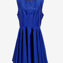 Second-Hand - Badgley Mischka Electric Blue Satin Decorated Cocktail Mini Dress Size 6 - SwapUp