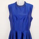 Second-Hand - Badgley Mischka Electric Blue Satin Decorated Cocktail Mini Dress Size 6 - SwapUp