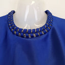 Second-Hand - Badgley Mischka Electric Blue Satin Decorated Cocktail Mini Dress Size 6 - SwapUp