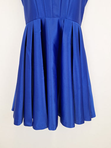 Second-Hand - Badgley Mischka Electric Blue Satin Decorated Cocktail Mini Dress Size 6 - SwapUp