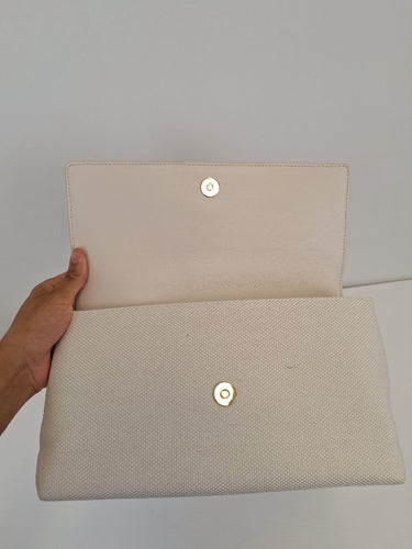 Second-Hand - Seed Ivory Classy Fabric Textured Clutch Bag - SwapUp