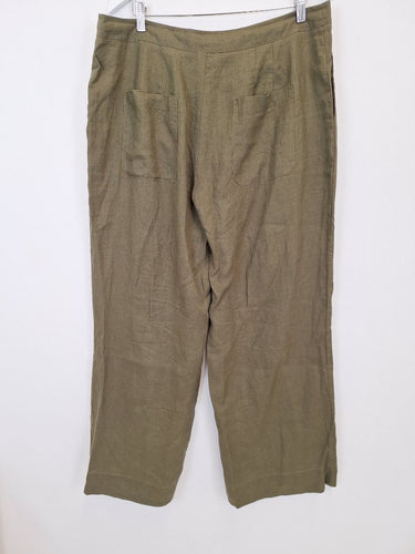 Second-Hand - Seed Khaki Pleated Wide Leg Linen Pants Size 18 - SwapUp