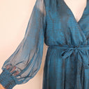 Second-Hand - Sheike Elegant Teal Animal Print Dress Size 14 - SwapUp