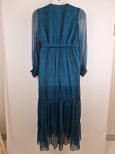 Second-Hand - Sheike Elegant Teal Animal Print Dress Size 14 - SwapUp