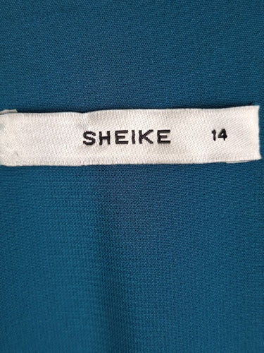 Second-Hand - Sheike Elegant Teal Animal Print Dress Size 14 - SwapUp