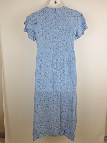 Second-Hand - Nobody's Child Baby Blue Floral Frilly Midi Dress Size 16 - SwapUp