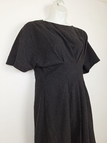 Second-Hand - Morrison Felt V Pleat Wool Blend Mini Dress Size 14 - SwapUp
