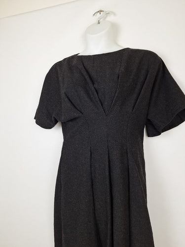 Second-Hand - Morrison Felt V Pleat Wool Blend Mini Dress Size 14 - SwapUp