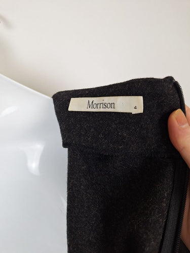 Second-Hand - Morrison Felt V Pleat Wool Blend Mini Dress Size 14 - SwapUp