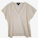 Second-Hand - DKNY Off White Sheer Sleek Deep V Neck Top Size XXL - SwapUp