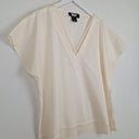Second-Hand - DKNY Off White Sheer Sleek Deep V Neck Top Size XXL - SwapUp