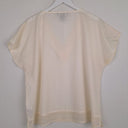Second-Hand - DKNY Off White Sheer Sleek Deep V Neck Top Size XXL - SwapUp