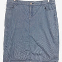 Second-Hand - Sportscraft Preppy A Line Striped Blue Midi Skirt Size 14 - SwapUp