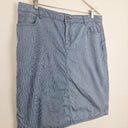 Second-Hand - Sportscraft Preppy A Line Striped Blue Midi Skirt Size 14 - SwapUp
