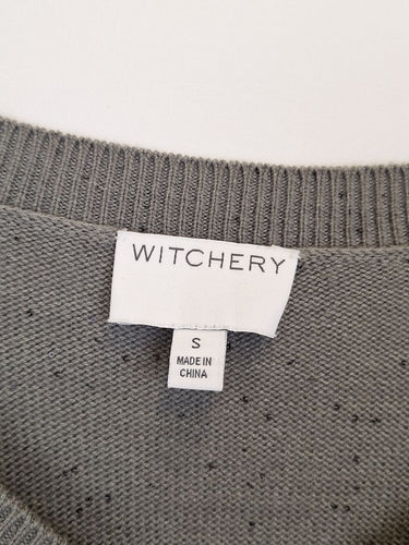 Second-Hand - Witchery Grey Sequin Embellished Knitted Jumper Size S - SwapUp