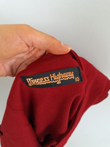 Second-Hand - Princess Highway Flirty Crimson Buttoned Swing Dress Size 10 - SwapUp