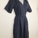 Second-Hand - Gorman Classic Dark Blue Linen Jumpsuit Size 6 - SwapUp