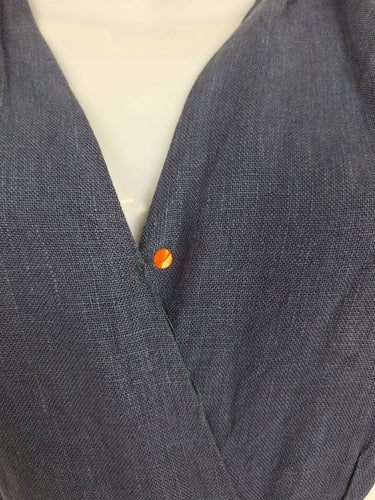 Second-Hand - Gorman Classic Dark Blue Linen Jumpsuit Size 6 - SwapUp