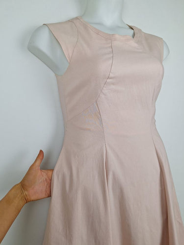 Second-Hand - Veronika Maine Soft Pink Panelled Midi Dress Size 10 - SwapUp