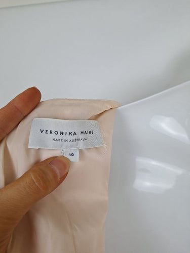 Second-Hand - Veronika Maine Soft Pink Panelled Midi Dress Size 10 - SwapUp