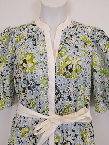 Second-Hand - Once Was Mimosa Flower Broderie Puff Sleeve Dress Size 16 - SwapUp