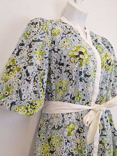 Second-Hand - Once Was Mimosa Flower Broderie Puff Sleeve Dress Size 16 - SwapUp