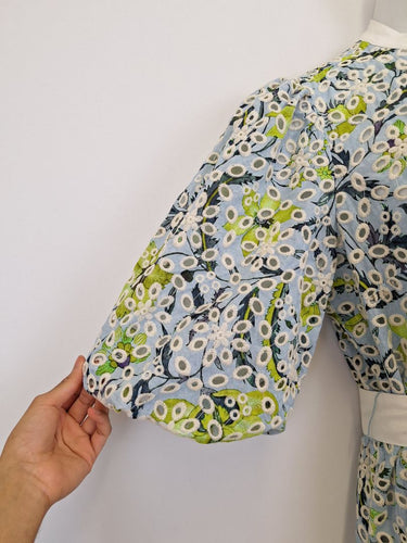 Second-Hand - Once Was Mimosa Flower Broderie Puff Sleeve Dress Size 16 - SwapUp