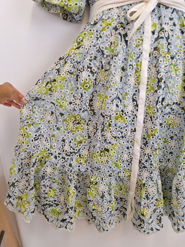 Second-Hand - Once Was Mimosa Flower Broderie Puff Sleeve Dress Size 16 - SwapUp