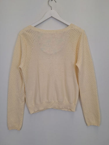 Second-Hand - Laura Ashley Sweet Cream Bubble Knit Cardigan Size S - SwapUp
