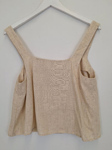 Second-Hand - The Fated Minimal Linen Blend Top Size 10 - SwapUp