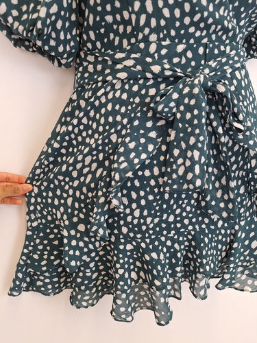 Second-Hand - Tussah Emerald Dot Flounce Dress Size 12 - SwapUp