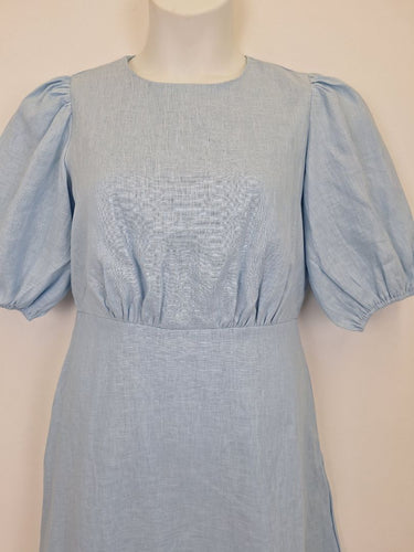 Second-Hand - Aere Elowen Linen Puff Sleeve Dress Size 12 - SwapUp