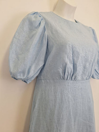 Second-Hand - Aere Elowen Linen Puff Sleeve Dress Size 12 - SwapUp