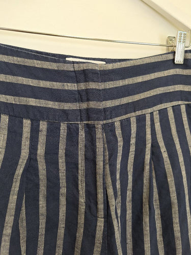 Second-Hand - Morrison Relaxed Navy Striped Linen Pants Size 12 - SwapUp