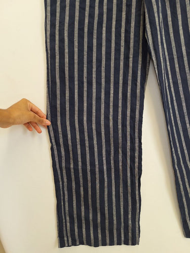 Second-Hand - Morrison Relaxed Navy Striped Linen Pants Size 12 - SwapUp