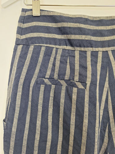 Second-Hand - Morrison Relaxed Navy Striped Linen Pants Size 12 - SwapUp