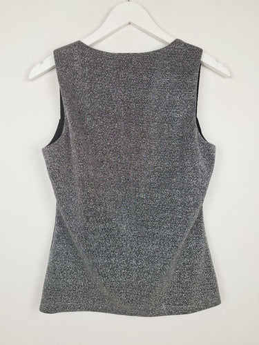 Second-Hand - Review Silver Sparkle Square Neck Top Size 8 - SwapUp