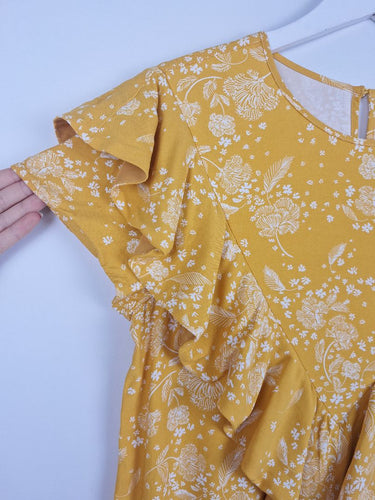 Second-Hand - Seed Marigold V Ruffle Ditsy Floral Top Size 6 - SwapUp