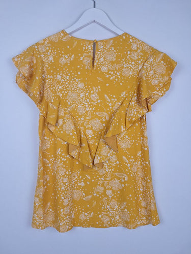 Second-Hand - Seed Marigold V Ruffle Ditsy Floral Top Size 6 - SwapUp