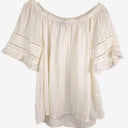 Second-Hand - French Connection Off Shoulder White Linen Top Size 8 - SwapUp