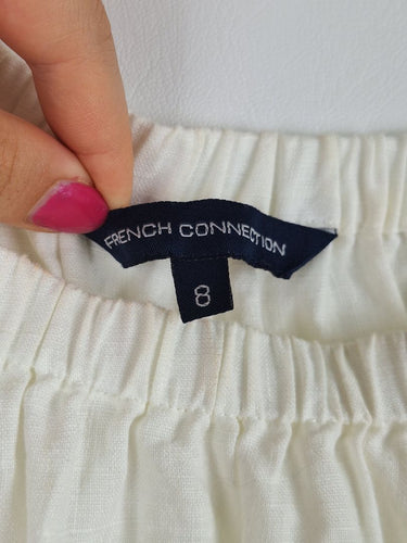 Second-Hand - French Connection Off Shoulder White Linen Top Size 8 - SwapUp