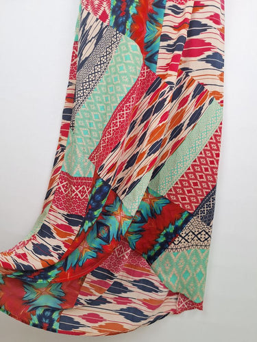 Second-Hand - Piper Colourful Patterned Vacation Satin Dress Size 8 - SwapUp