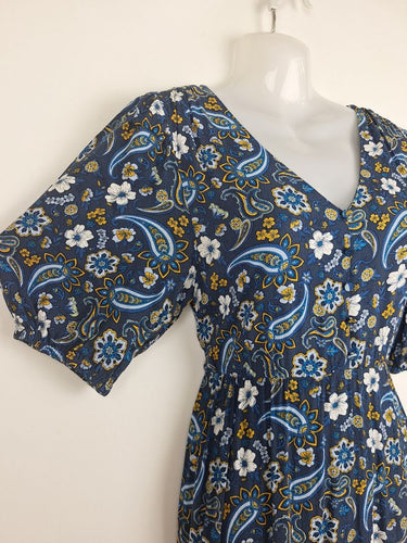 Second-Hand - Piper Blue Yellow Paisley Maxi Dress Size 8 - SwapUp